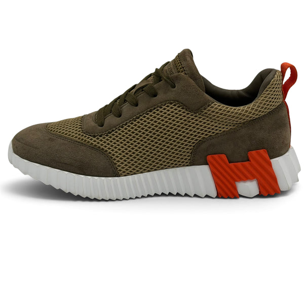 Hermes Bouncing Sneaker Khaki / Orange - Uk 7.5 (Fit 8/8.5)