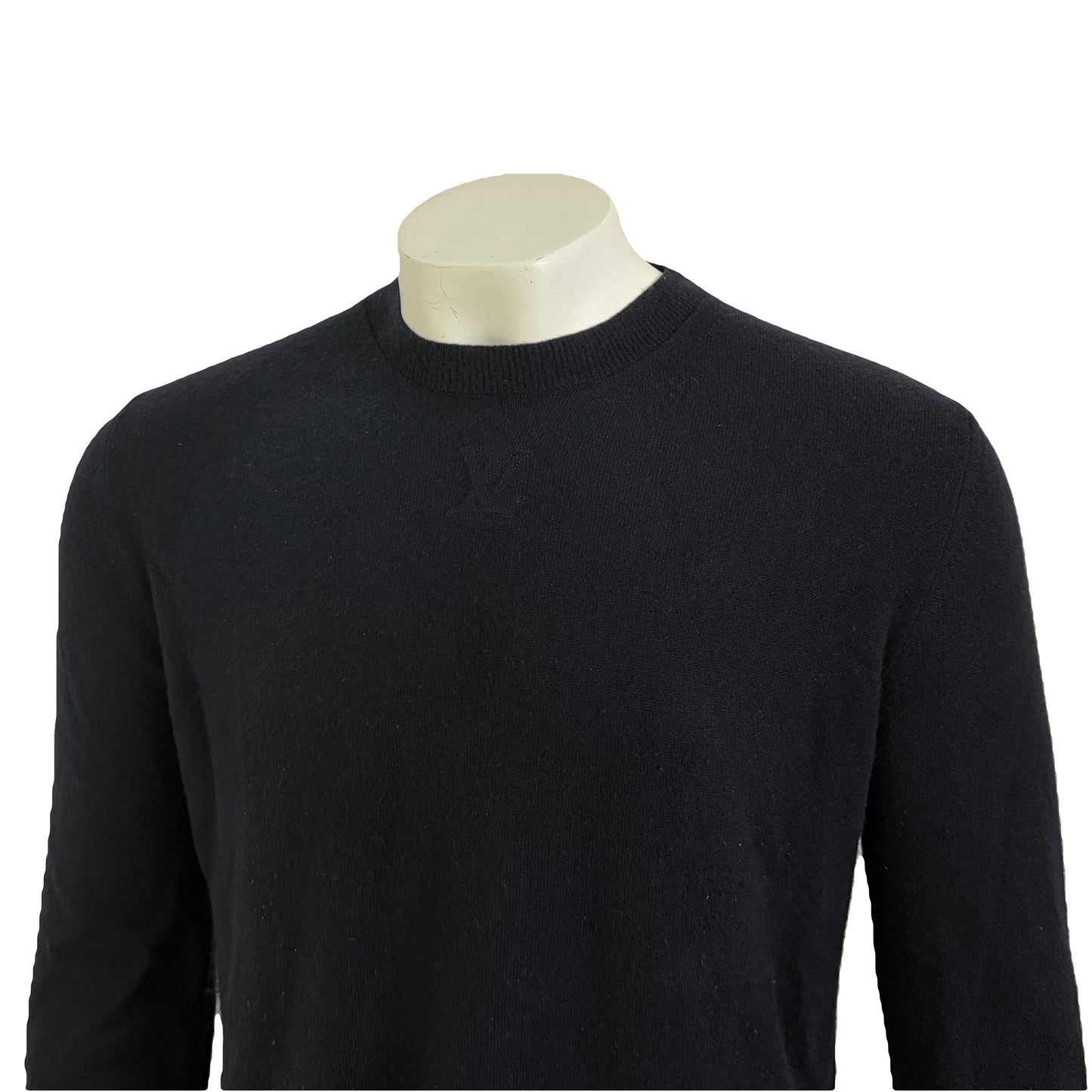 Louis Vuitton Cashmere Navy Embossed Jumper - Large
