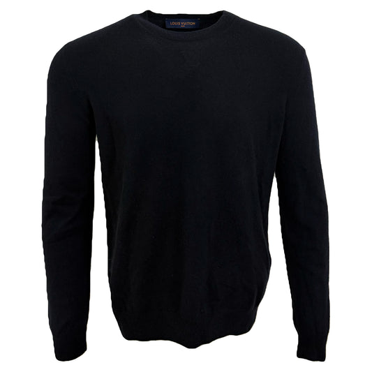 Louis Vuitton Cashmere Navy Embossed Jumper - Large