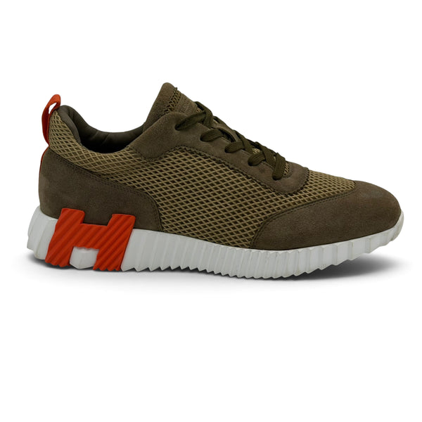 Hermes Bouncing Sneaker Khaki / Orange - Uk 7.5 (Fit 8/8.5)